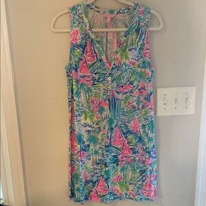 Colorful Sleeveless Dress with Tropical Print